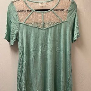 Mint and cream T-shirt with lace panels